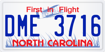 NC license plate DME3716