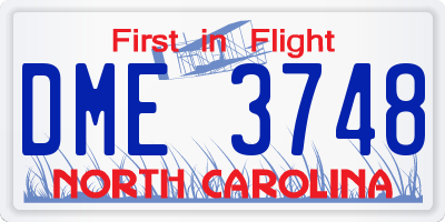 NC license plate DME3748