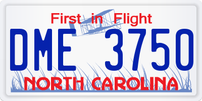 NC license plate DME3750