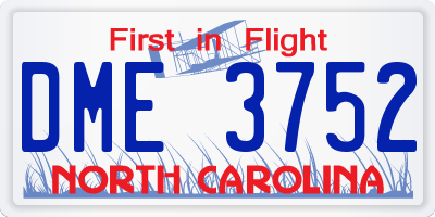 NC license plate DME3752