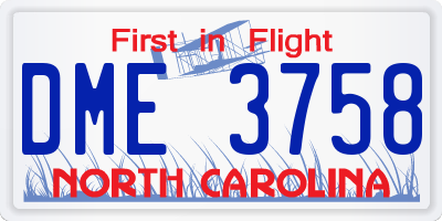 NC license plate DME3758