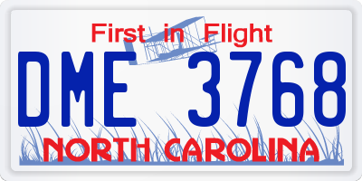 NC license plate DME3768
