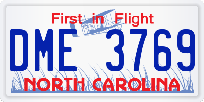 NC license plate DME3769