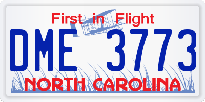 NC license plate DME3773