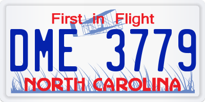 NC license plate DME3779