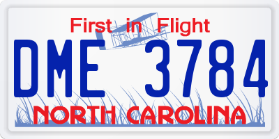 NC license plate DME3784