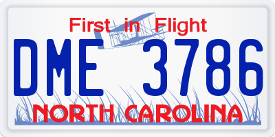 NC license plate DME3786