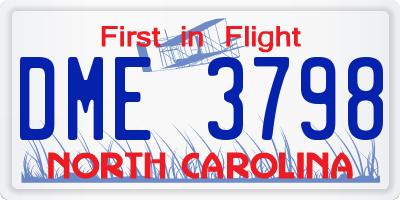 NC license plate DME3798