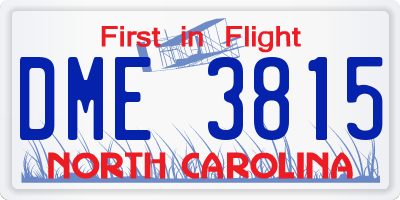 NC license plate DME3815