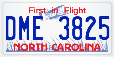 NC license plate DME3825