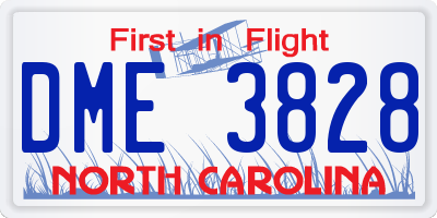 NC license plate DME3828