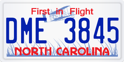 NC license plate DME3845