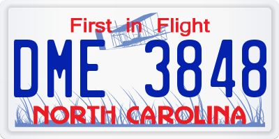 NC license plate DME3848