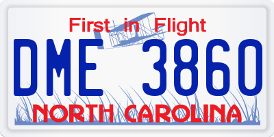 NC license plate DME3860