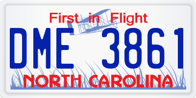 NC license plate DME3861