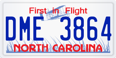 NC license plate DME3864