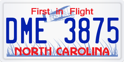 NC license plate DME3875