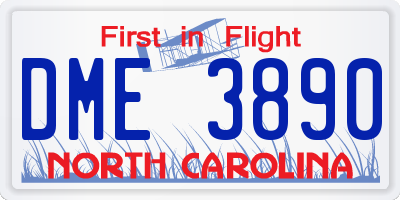 NC license plate DME3890
