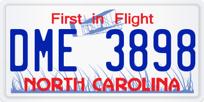 NC license plate DME3898