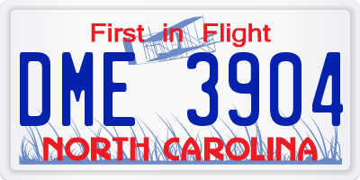 NC license plate DME3904