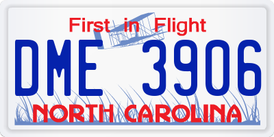 NC license plate DME3906