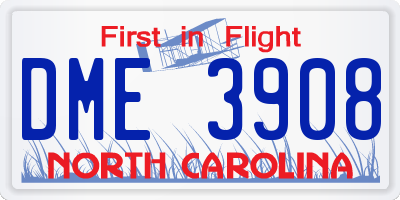 NC license plate DME3908