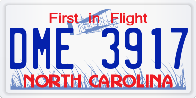 NC license plate DME3917