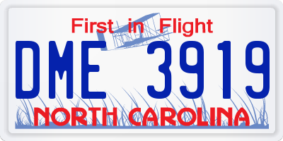 NC license plate DME3919