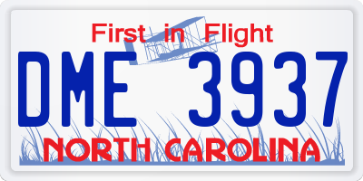 NC license plate DME3937
