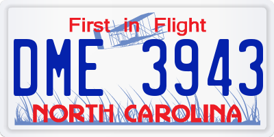NC license plate DME3943