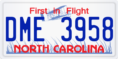 NC license plate DME3958