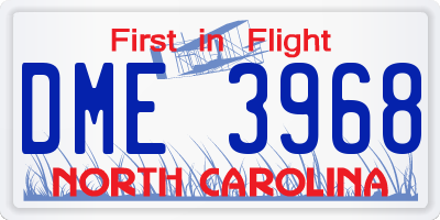 NC license plate DME3968