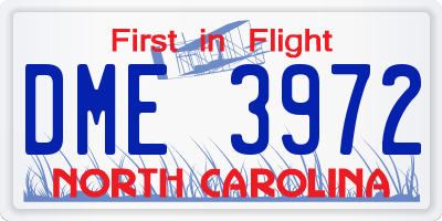 NC license plate DME3972