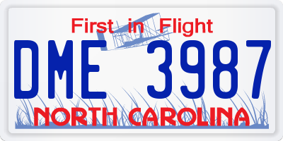 NC license plate DME3987