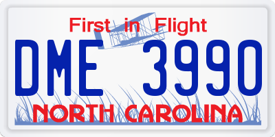 NC license plate DME3990