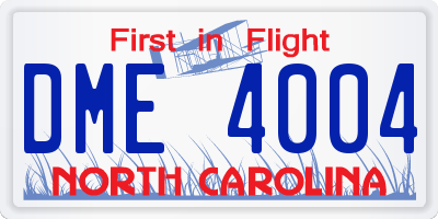 NC license plate DME4004