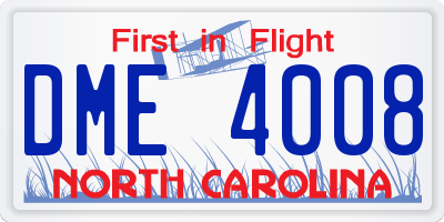 NC license plate DME4008