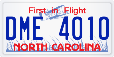 NC license plate DME4010