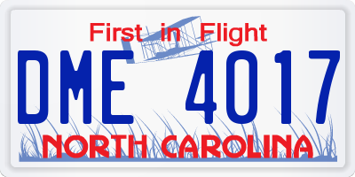 NC license plate DME4017