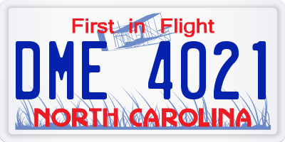 NC license plate DME4021