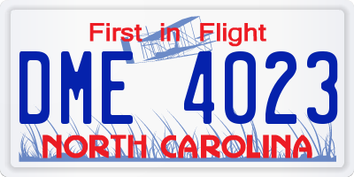 NC license plate DME4023