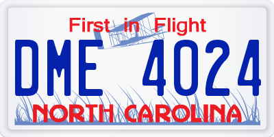 NC license plate DME4024