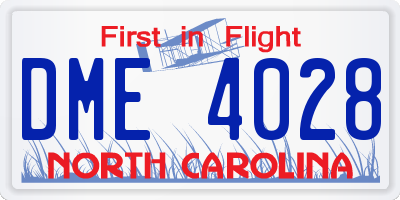 NC license plate DME4028