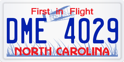 NC license plate DME4029