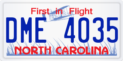 NC license plate DME4035