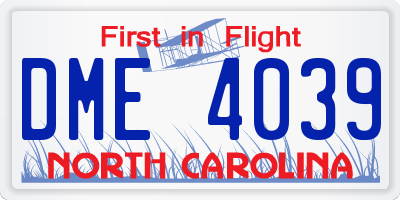 NC license plate DME4039