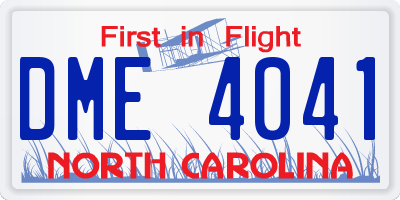 NC license plate DME4041