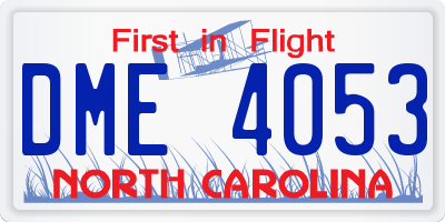 NC license plate DME4053