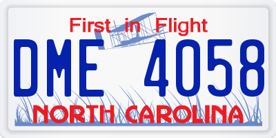 NC license plate DME4058