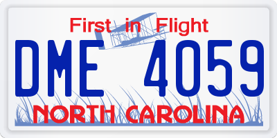 NC license plate DME4059